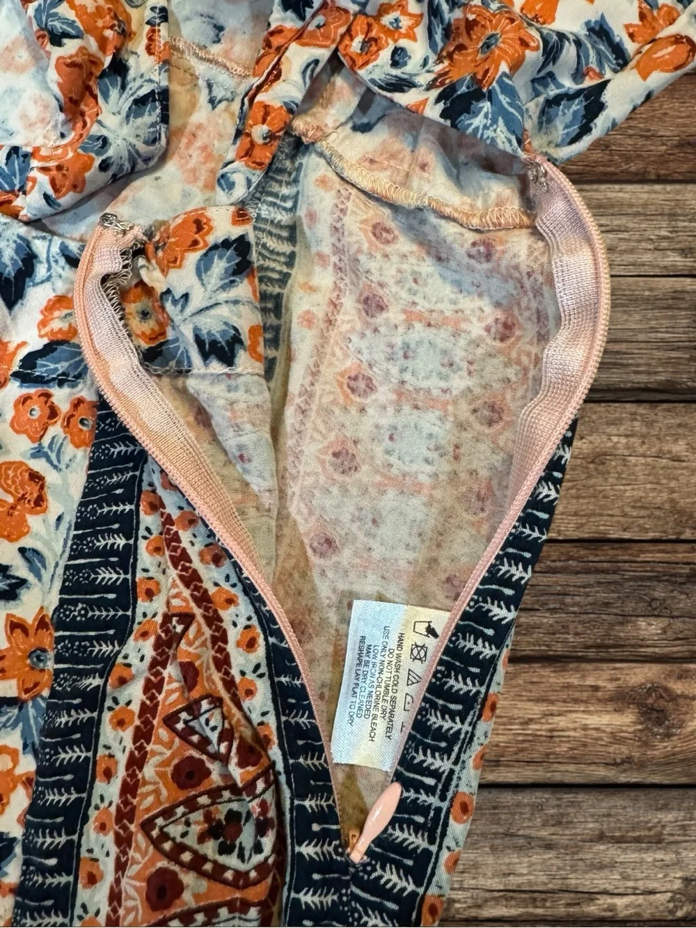 Free People Surf Date Romper Orange Floral Cut Out Tie Front Boho Size XS